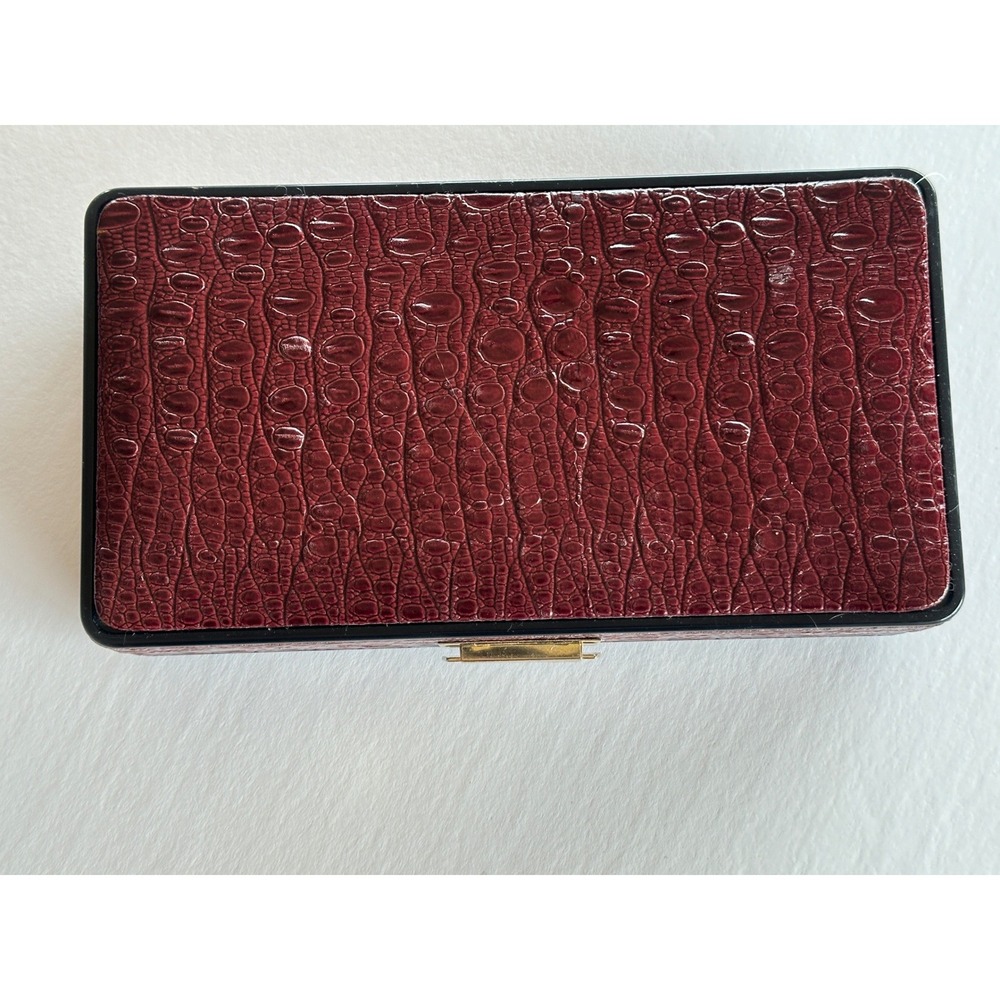 Vintage Travel Manicure Pedicure Makeup Brush Set Brown Faux Croc Case 10 pc - Picture 15 of 16